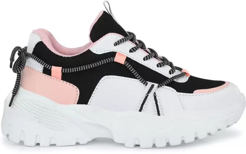 SUSON Women's White-Pink Synthetic Leather Sneakers Shoes
