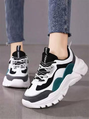 SUSON Women's White-Green Synthetic Leather Sneakers Shoes